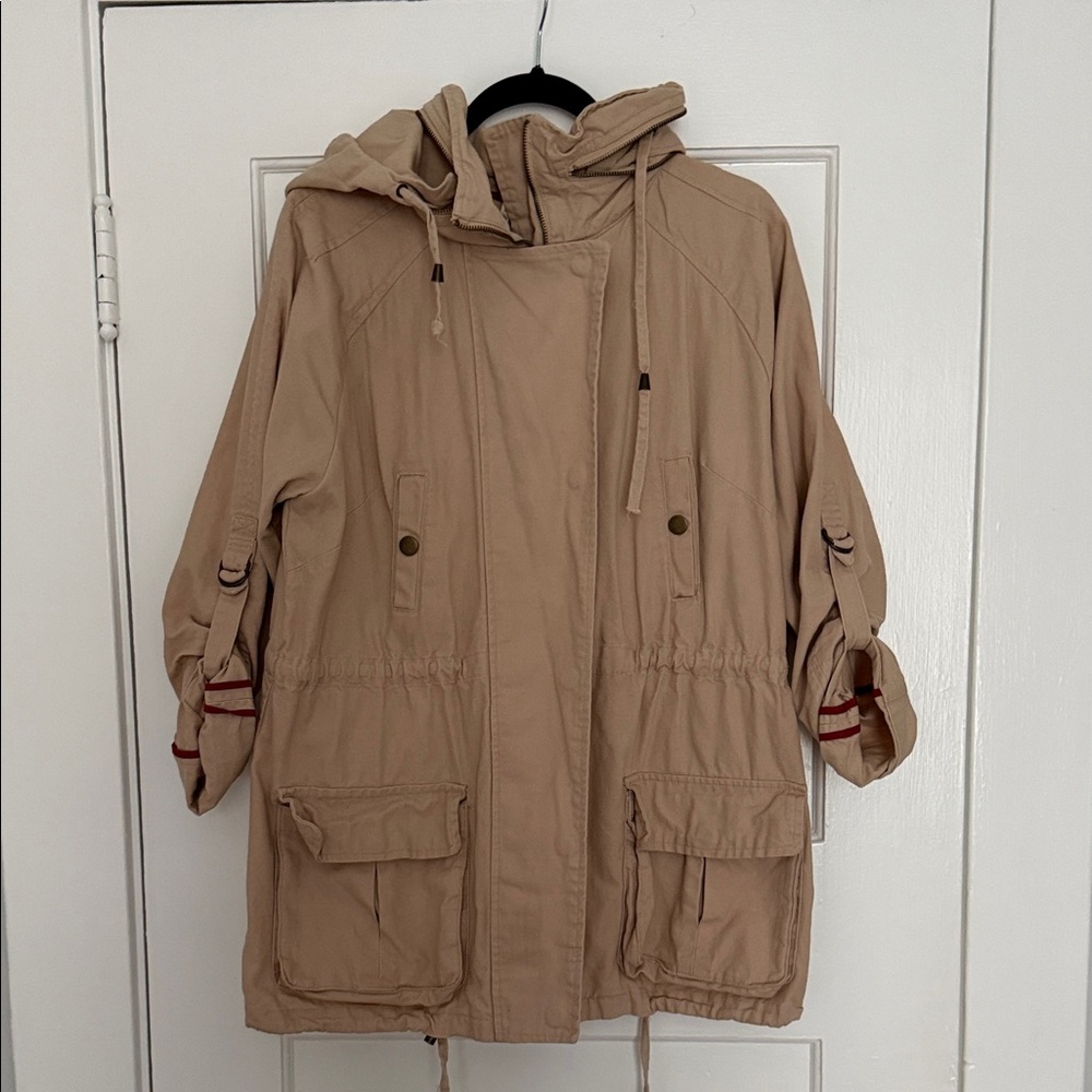 Willow & Clay Tan Hooded Jacket with Pockets